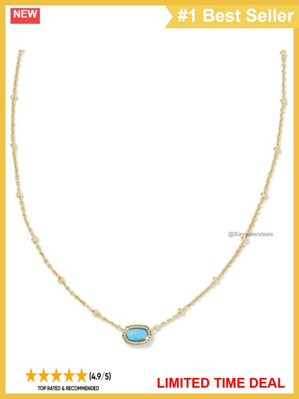 14k Gold-Plated Turquoise Pendant Necklace Mini Elisa Satellite Short